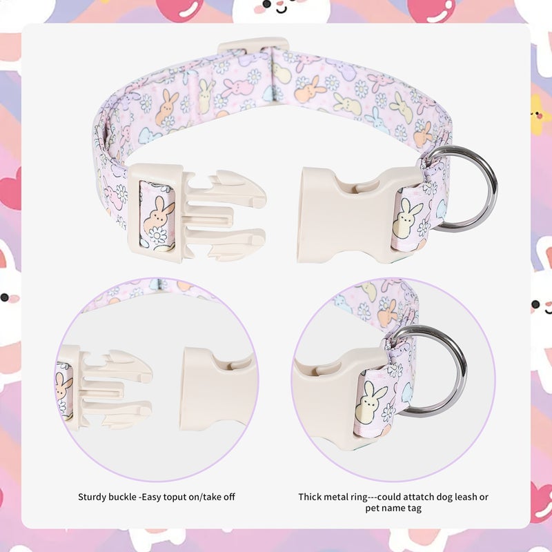 Colorful Bunny Easter Dog Collar With Quick Release Safety Buckle For Small Medium Large Dogs - Image 3