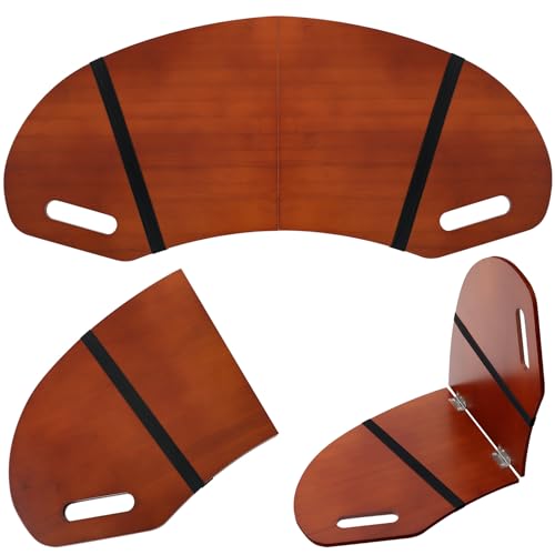 GlikCeil 29.5" Wood Curved Lap Desk Table Tray with Handles Wooden Foldable Desk Curved Bed Lap Board Keyboard Tray for Laptop Computer Mouse(Reddish Brown) - Image 1