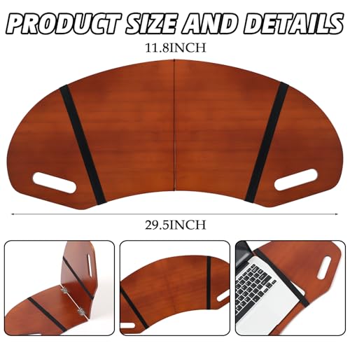 GlikCeil 29.5" Wood Curved Lap Desk Table Tray with Handles Wooden Foldable Desk Curved Bed Lap Board Keyboard Tray for Laptop Computer Mouse(Reddish Brown) - Image 2