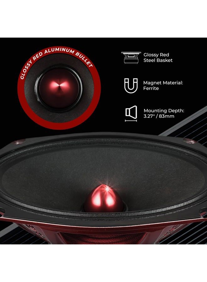 DS18 PRO-X694 BM Loudspeaker - 6x9, Midrange, Red Aluminum Bullet, 400W Max, 200W RMS, 4 Ohms - Premium Quality Audio Door Speakers for Car,Truck and Motorcycle Stereo Sound System (1 Speaker) - Image 3