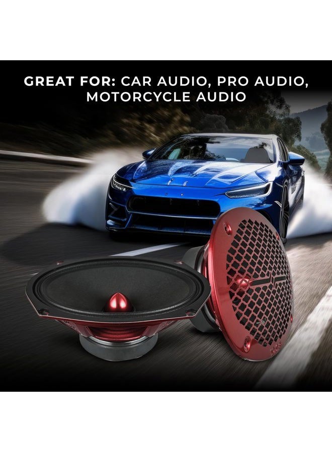 DS18 PRO-X694 BM Loudspeaker - 6x9, Midrange, Red Aluminum Bullet, 400W Max, 200W RMS, 4 Ohms - Premium Quality Audio Door Speakers for Car,Truck and Motorcycle Stereo Sound System (1 Speaker) - Image 4
