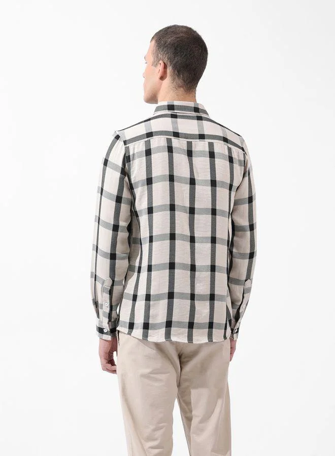 The Indian Garage Co Men Regular Fit Checked Cutaway Collar Full Sleeves Shirt