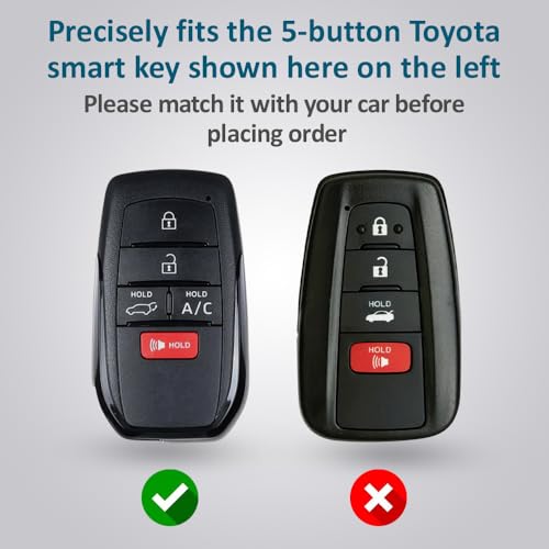 Autobase Key fob Cover for Toyota 2025 Camry 2019-2025 Land Cruiser 2021-2025 Venza Hilux Fortuner 2023-2025 Highlander Tundra Corolla bZ4X Prius 4 Buttons (Black) - Image 2