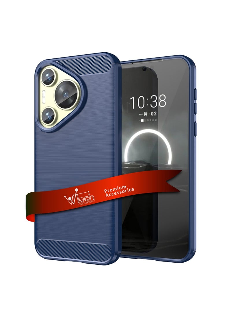 Wtech - Soft Silicone Brushed Texture Protective Case Cover For Huawei Pura 70 5G 2024 Navy Blue - Image 1