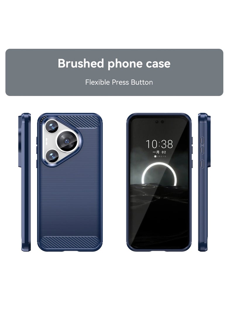 Wtech - Soft Silicone Brushed Texture Protective Case Cover For Huawei Pura 70 5G 2024 Navy Blue - Image 1