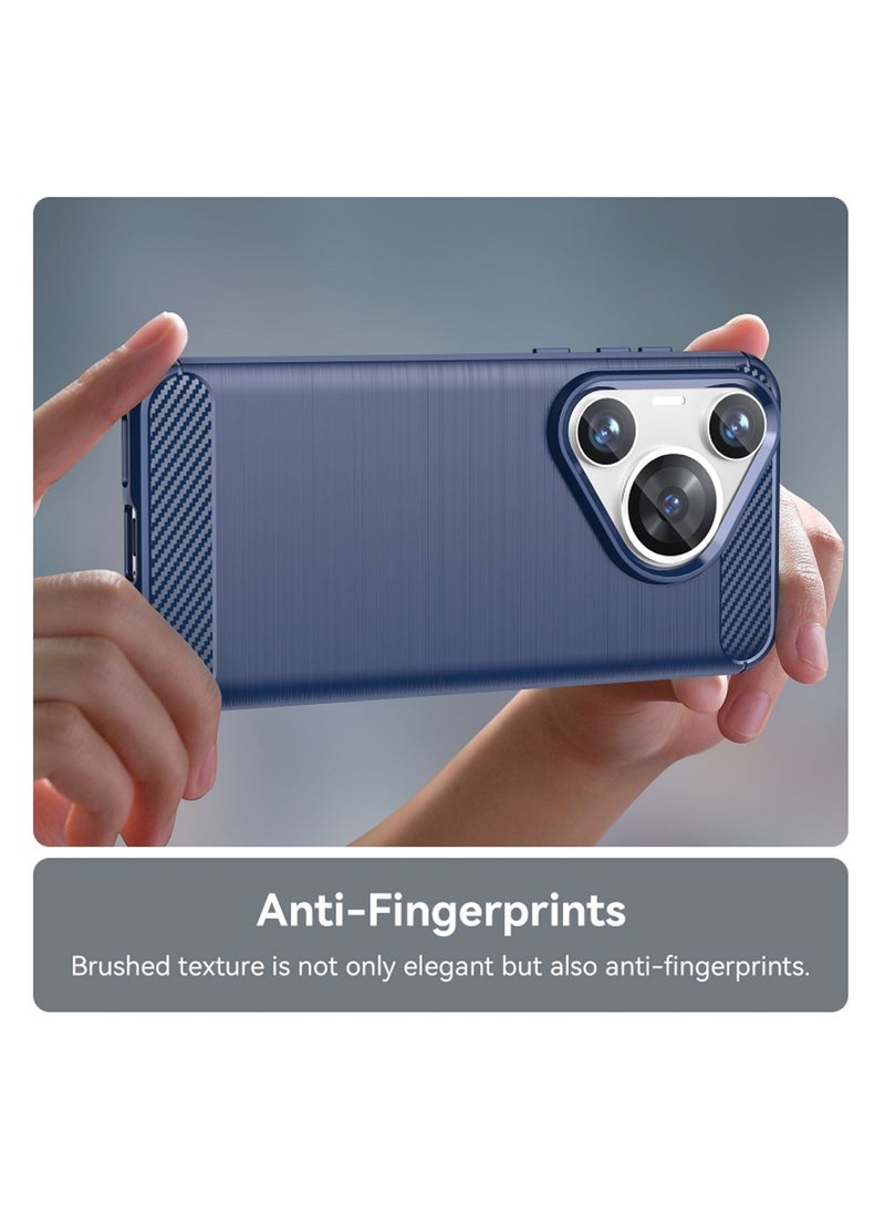 Wtech - Soft Silicone Brushed Texture Protective Case Cover For Huawei Pura 70 5G 2024 Navy Blue - Image 1