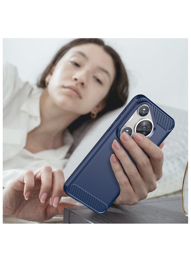 Wtech - Soft Silicone Brushed Texture Protective Case Cover For Huawei Pura 70 5G 2024 Navy Blue - Image 1