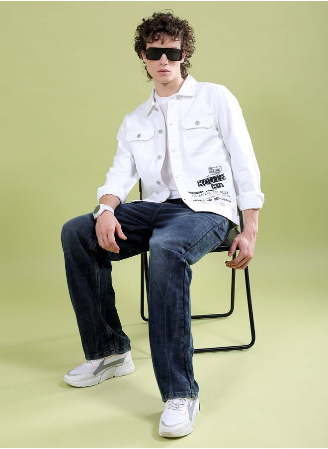 The Indian Garage Co - Men Slim Fit Placement Print Trucker Jacket - Image 1