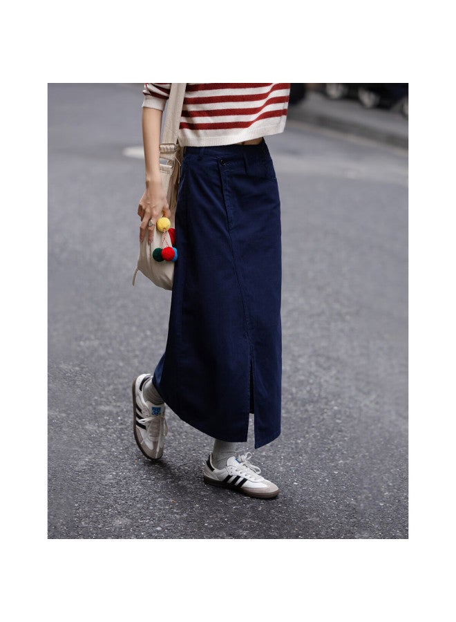 dme Demna【Pure Cotton Comfort Zone】Spring Korean High Street Asymmetric Front Button Straight Tube Denim Midi Skirt - Image 4