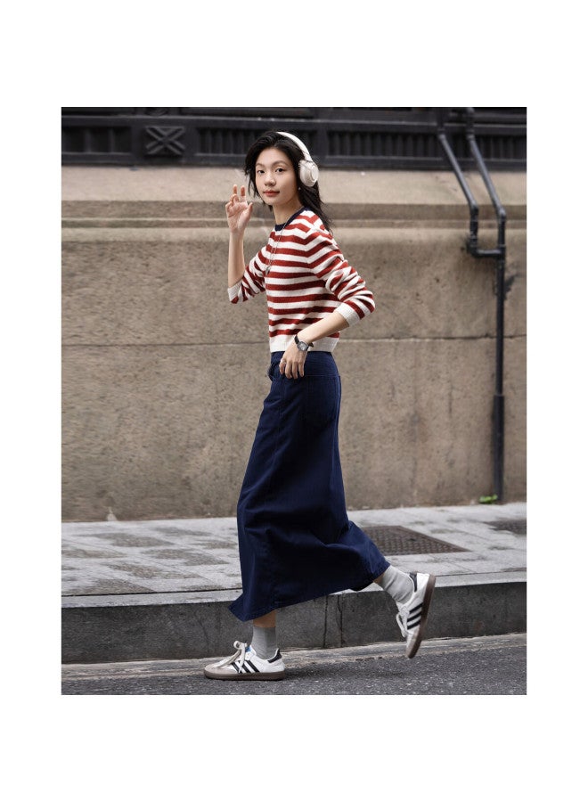 dme Demna【Pure Cotton Comfort Zone】Spring Korean High Street Asymmetric Front Button Straight Tube Denim Midi Skirt - Image 3