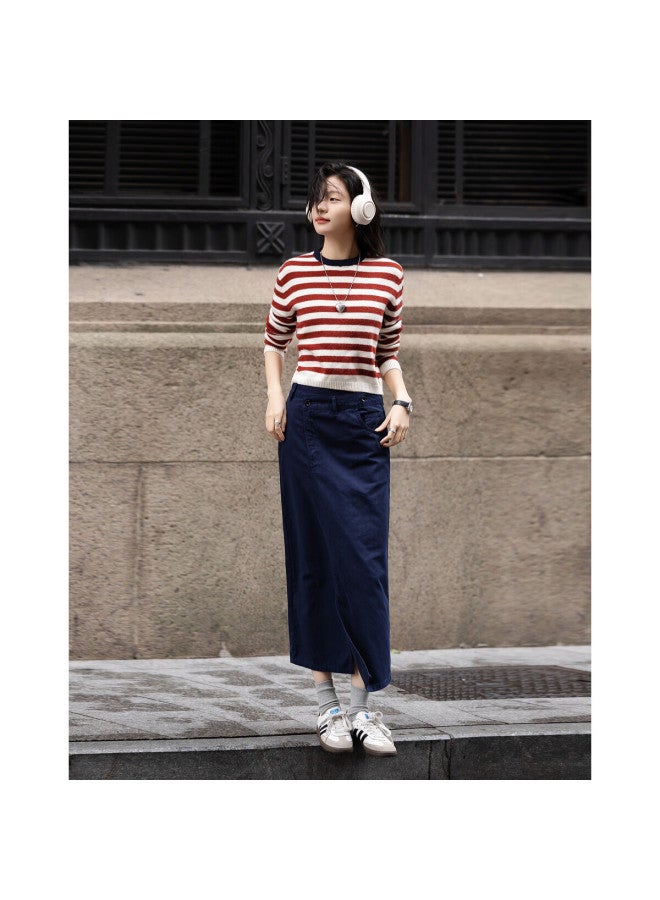 dme Demna【Pure Cotton Comfort Zone】Spring Korean High Street Asymmetric Front Button Straight Tube Denim Midi Skirt - Image 2