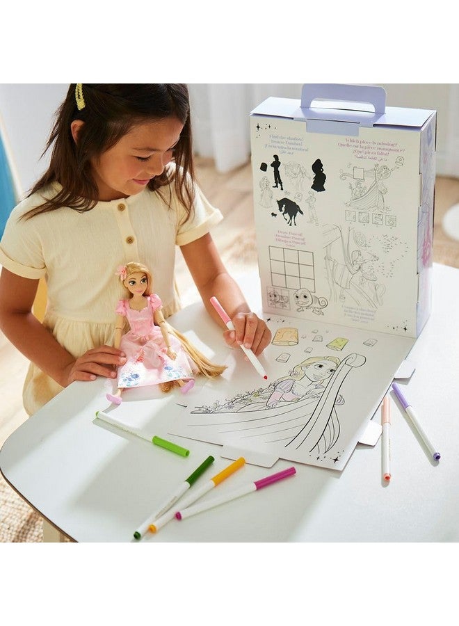 Disney store دميّة الأميرة الرسمية من متجر ديزني (رابونزل من فيلم تانجلد) 11 بوصة، تشمل كتاب تلوين وفستان إضافي، دميّة الأميرة بزي كلاسيكي، ألعاب أميرات للبنات - Image 4