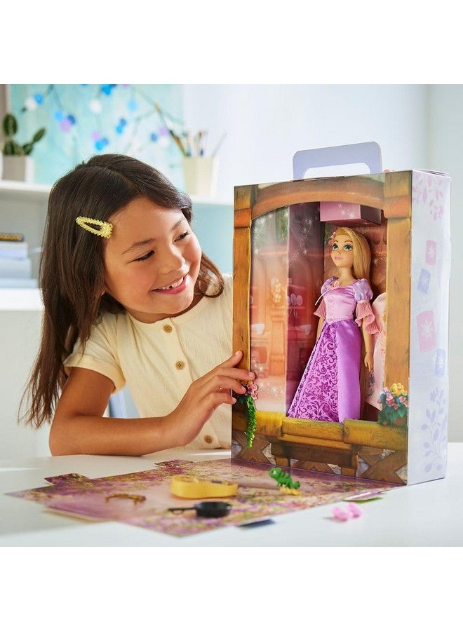 Disney store دميّة الأميرة الرسمية من متجر ديزني (رابونزل من فيلم تانجلد) 11 بوصة، تشمل كتاب تلوين وفستان إضافي، دميّة الأميرة بزي كلاسيكي، ألعاب أميرات للبنات - Image 5