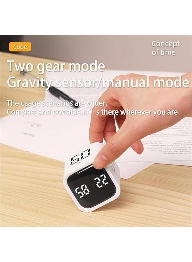 MIXDE Cube Timer,Rotation Timer,5/10/30/60 Minutes and Custom Countdown with LED Display,Productivity Timer,Pause and Resume,Silent,Vibrate and Adjustable Sound Alarm for Work,Study,Kitchen (White) - Image 2