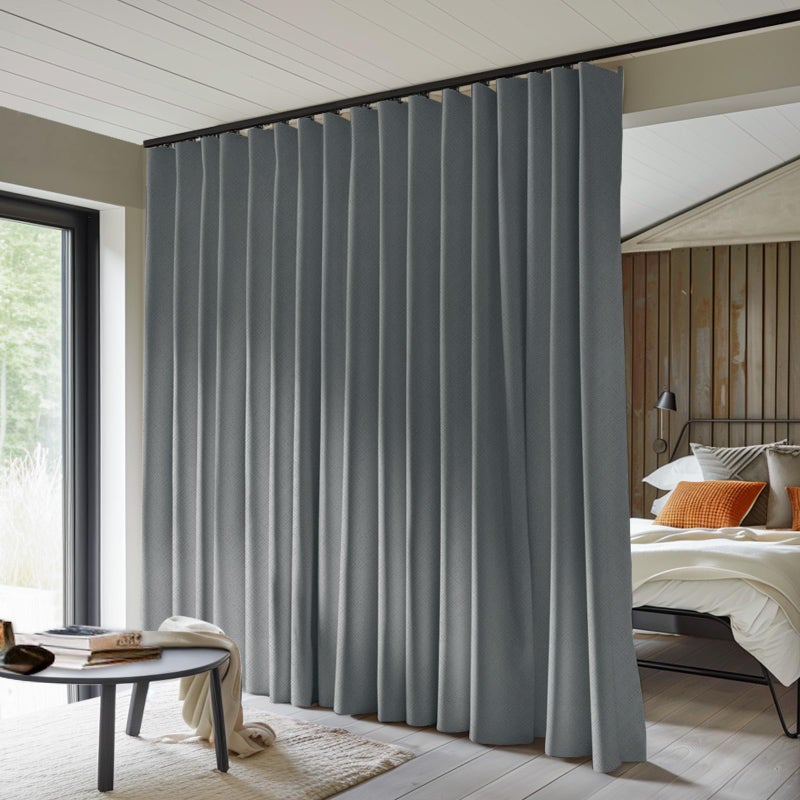 MaKefeile Room Divider Curtains Total Blackout Privacy Curtain Panel Room Thermal Insulated Noise Reduction Curtain for Bedroom Window Living Room Ceiling Track Curtain W 8.3 ft ? H 9ft Dark-Grey. - Image 1