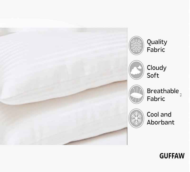 GUFFAW Microfiber Satin Striped Sleeping Pillows for Bedroom/Hotel Quality (17X25 INCHES, 5) - Image 2
