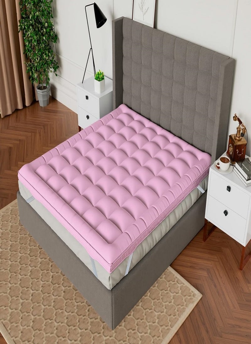Blueberry Mattress Topper Breathable Fabric Quilted Edge Piping Box Stiched 4 Corner Elastic 10cm Thick 140x200cm  - Image 1