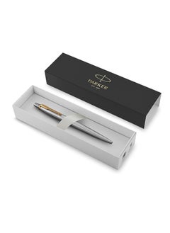 PARKER 1-Piece Jotter Ballpoint Pen Blue Ink Medium Tip Chrome Barrel With Golden Clip  - Image 2