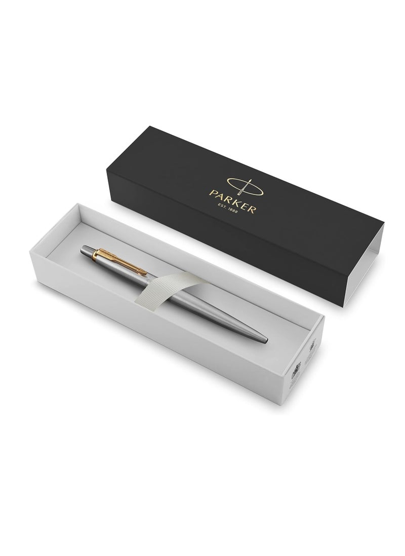 PARKER 1-Piece Jotter Ballpoint Pen Blue Ink Medium Tip Chrome Barrel With Golden Clip  - Image 2