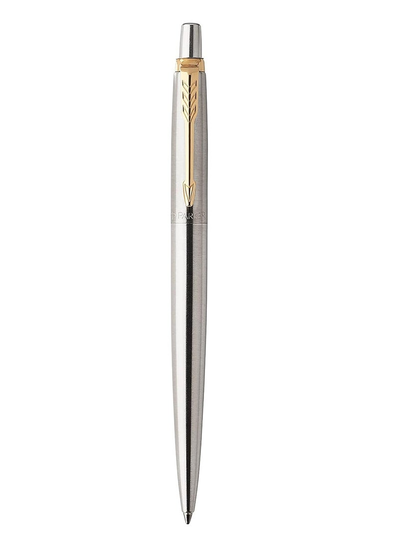 PARKER 1-Piece Jotter Ballpoint Pen Blue Ink Medium Tip Chrome Barrel With Golden Clip  - Image 3