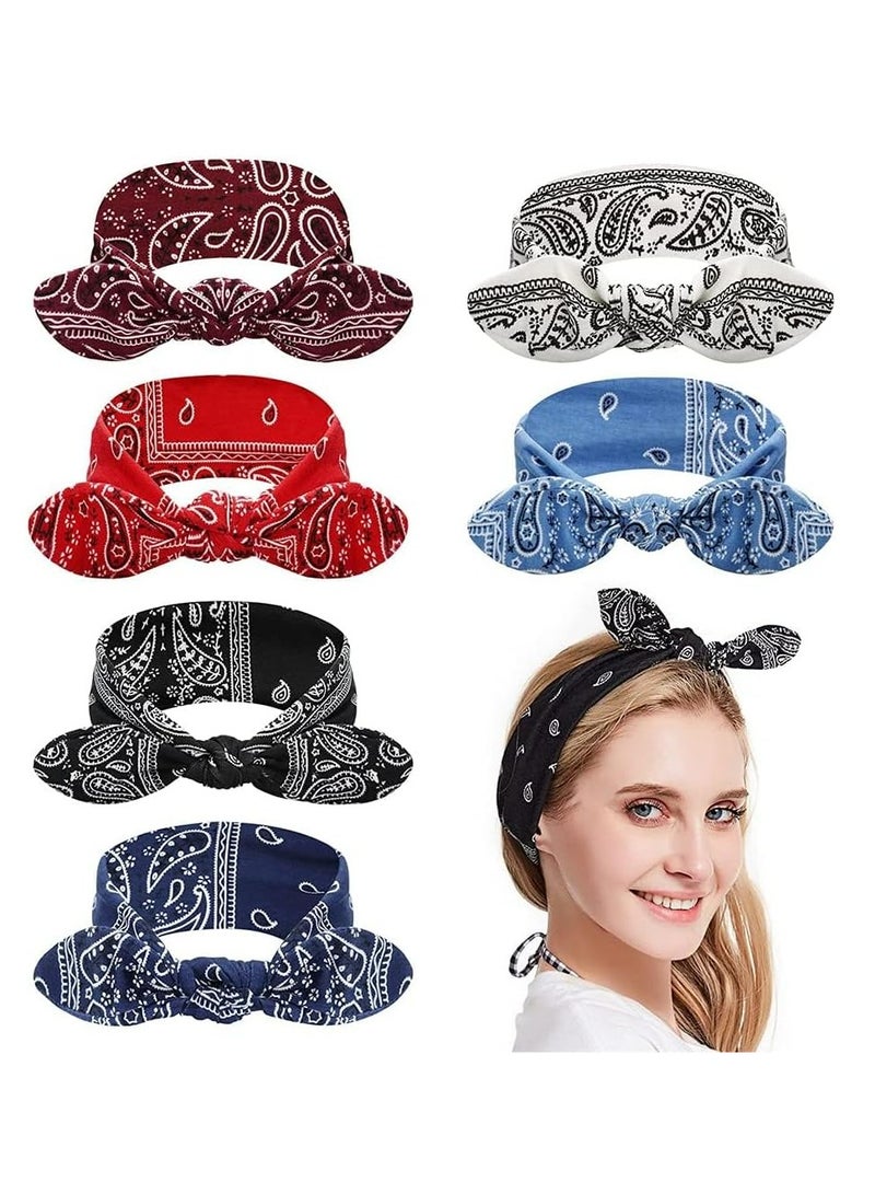 إسكدنيا 6 قطعة من القبعات المرنة مع الشارة المقوى بالنسيج الباندانا والأذنان مثل الأرنب والحدائق النسائية والفتيات - Image 1