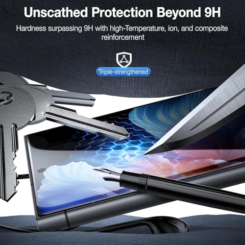 Mobilebies® 2+1 Pack for Samsung S24 Ultra Screen Protector Set, 2 Tempered-Glass Screen Protectors and 1 Set of Camera Lens Protectors Edge to Edge Coverage With Easy to installation kit - Image 3
