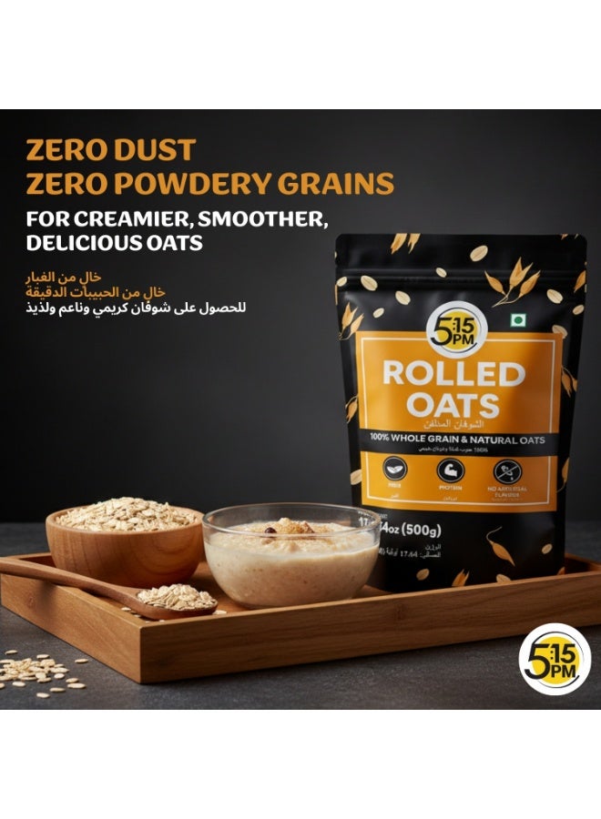 5:15PM Rolled Oats 500g | Rolled Oats Gluten Free for Weight Management | Healthy Cereal Breakfast | 100% Natural Wholegrain | Rich in Beta Glucans – 500g - Image 3