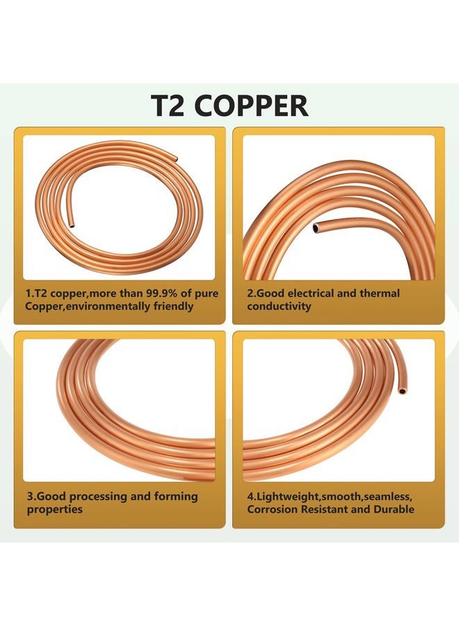 KWOKWEI 99.9% Copper Tube, 15/64" OD x 3/16" ID x 5 Ft Pure Copper Tubing, T2 Copper Refrigeration Tubing Tube Wall: 0.024", Seamless Hollow Copper Round Tube for Refrigerator, Air conditioners, DIY proje - Image 4