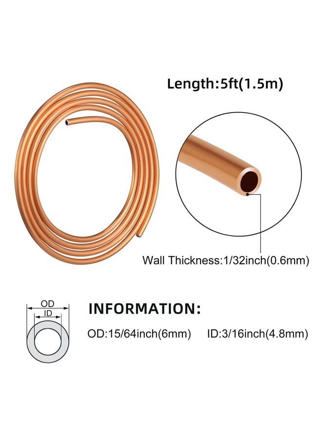 KWOKWEI 99.9% Copper Tube, 15/64" OD x 3/16" ID x 5 Ft Pure Copper Tubing, T2 Copper Refrigeration Tubing Tube Wall: 0.024", Seamless Hollow Copper Round Tube for Refrigerator, Air conditioners, DIY proje - Image 3
