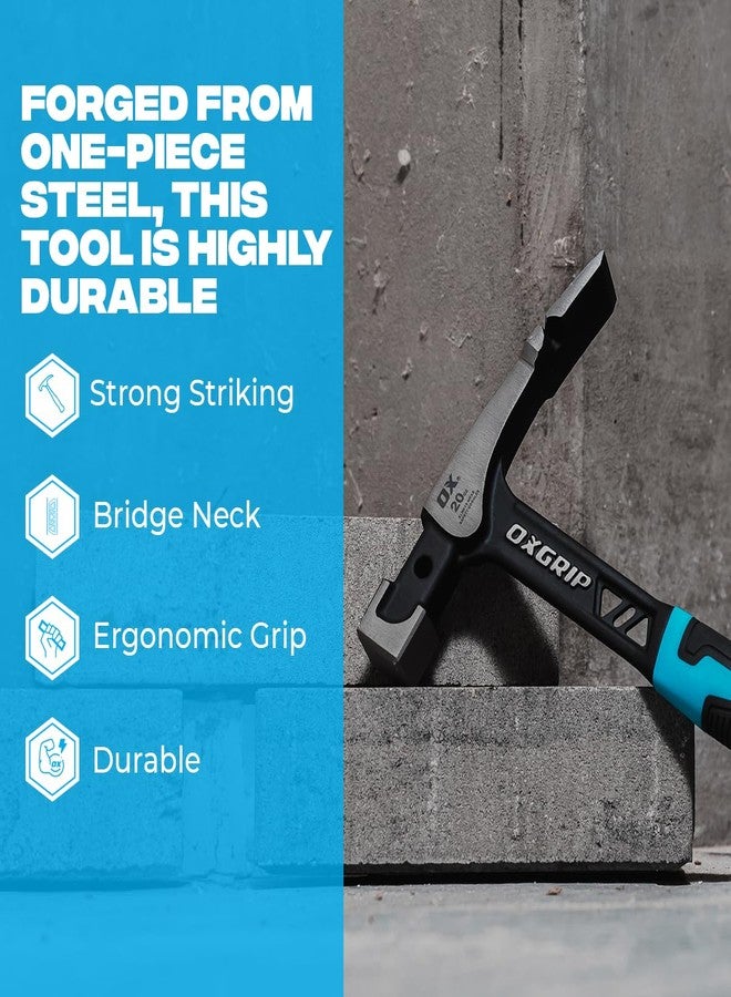OX Pro 20-Ounce Ultrastrike Brick Hammer Robust Striking Power, Vibration Dampening Bridged Neck, Ultimate Durability with One Piece Steel Handle, Ergonomic Non-Slip Grip, and Enhanced Safety Features - Image 4