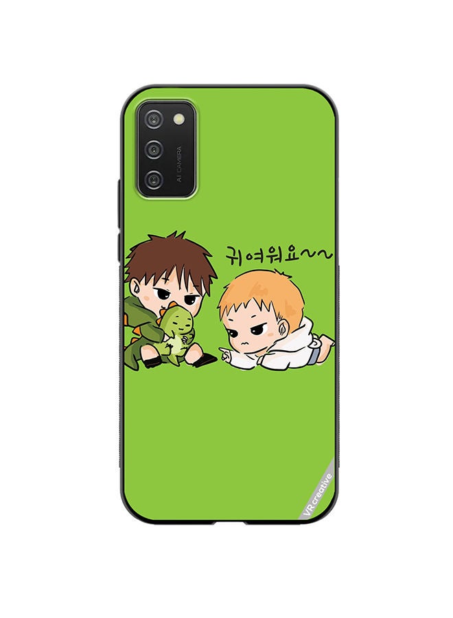 VR CREATIVE Protective Case Cover For Samsung Galaxy A03s Two Cute Kids Playing With Dino Design Multicolour - Image 1