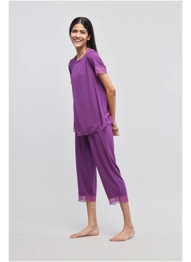 NeceSera Dreamy Purple Lace Capri
