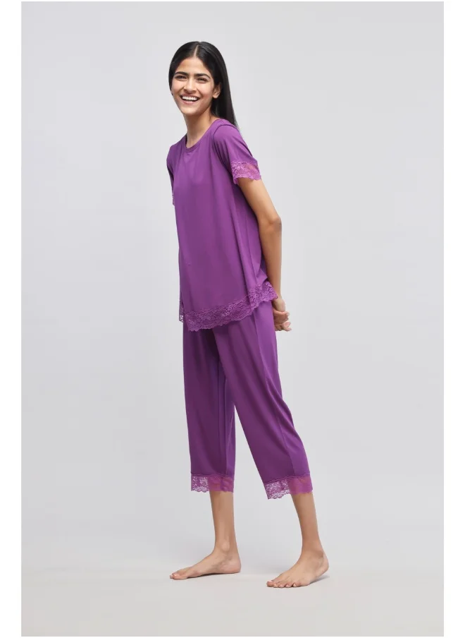 NeceSera Dreamy Purple Lace Capri