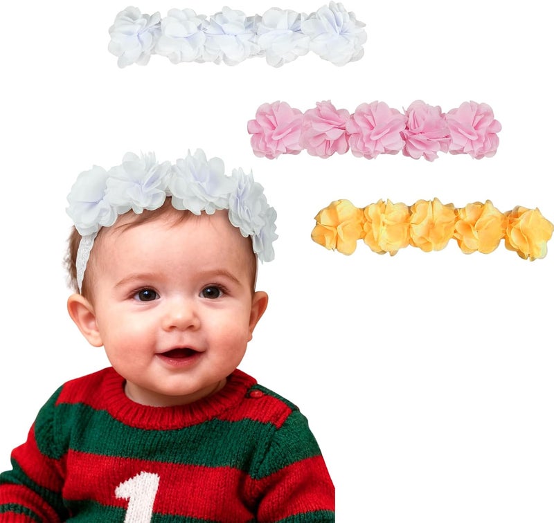 Fmeida Baby Girls Headbands for 4-24M | Soft Flower Crown (Fits 14.96"-18.89" Head) - Image 1
