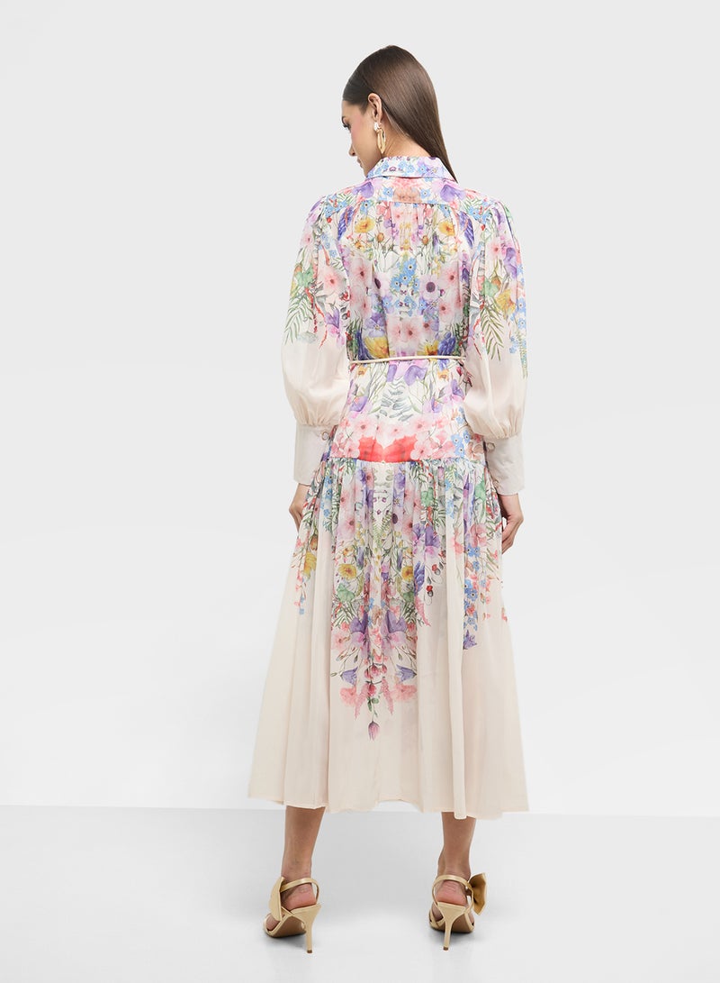 ELLA Floral Chiffon Midi Dress  - Image 2