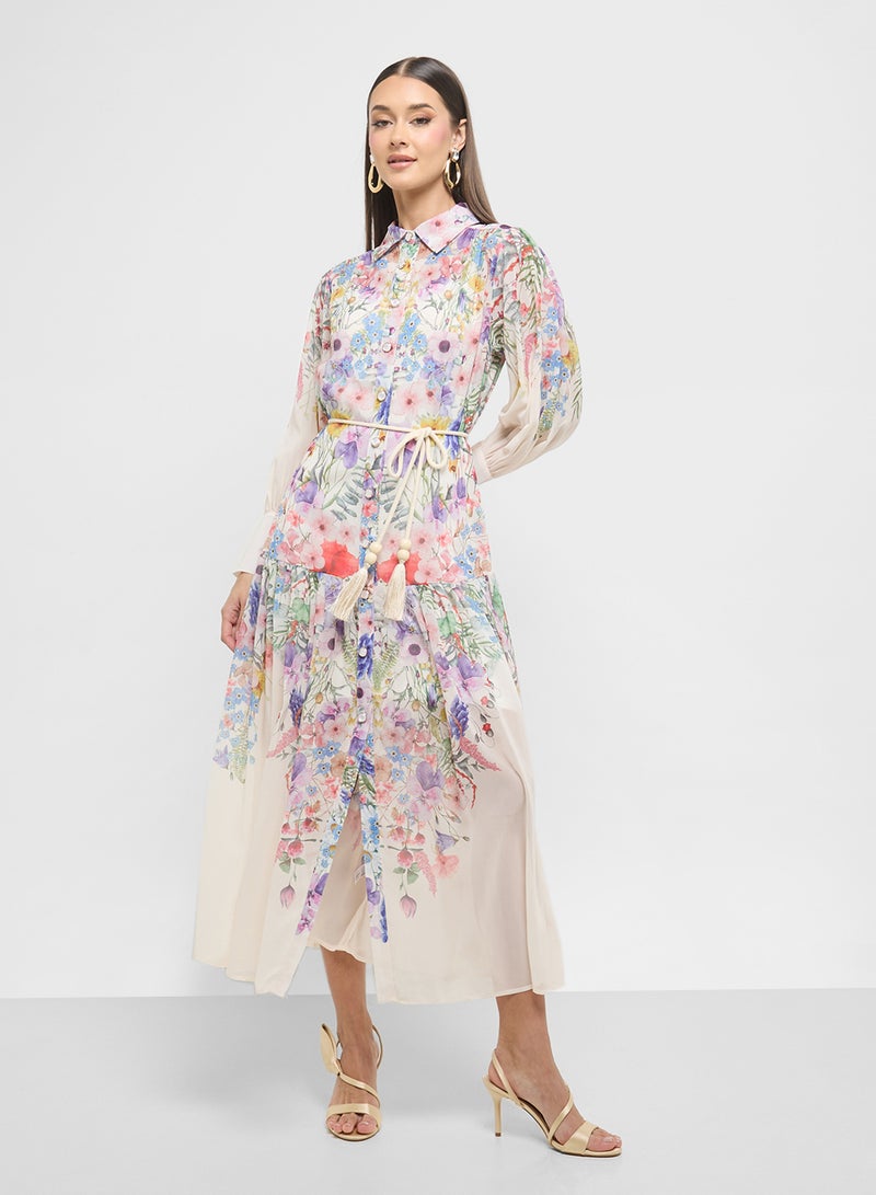 ELLA Floral Chiffon Midi Dress  - Image 1