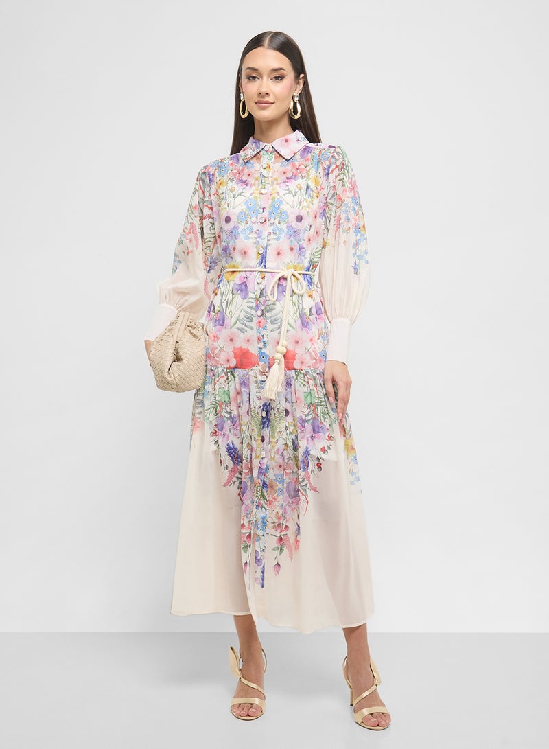 ELLA Floral Chiffon Midi Dress  - Image 4