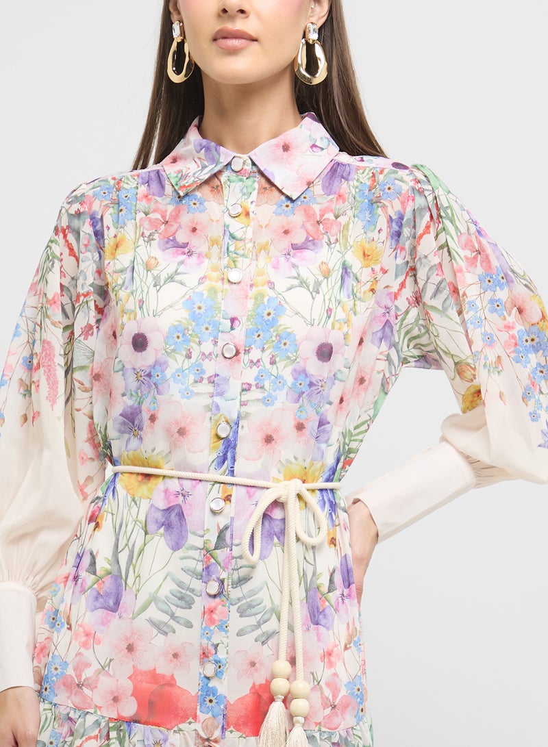 ELLA Floral Chiffon Midi Dress  - Image 3
