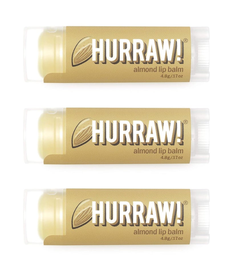 Hurraw Almond Lip Balm 3 Pack Organic Certified Vegan Cruelty and Gluten Free NonGMO 100 Natural Ingredients Bee Shea Soy and Palm Free Made in USA