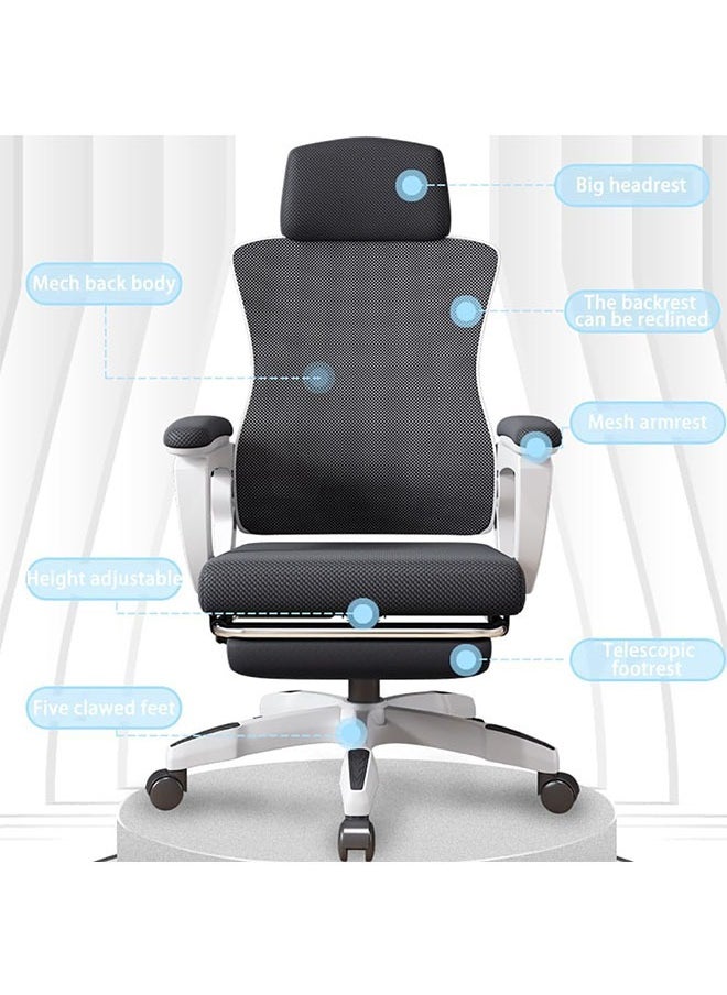 Ergonomic Office Chair, Height and Backrest Adjustable Desk Chair with Lumbar Support and Footrest for Work, Study and Gaming, Swivel Computer Chair for Home Office, Z1