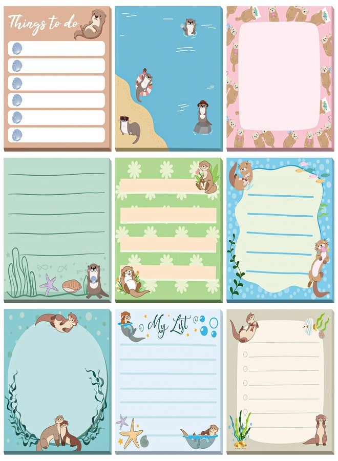 Saypacck 9 Pads Otter Sticky Notes 3x3 Inch Cute Self Stick Notepads Notes Adhesive Memo Pad Office Decor Gifts for Students School Teacher Meeting Office Supplies - Image 1