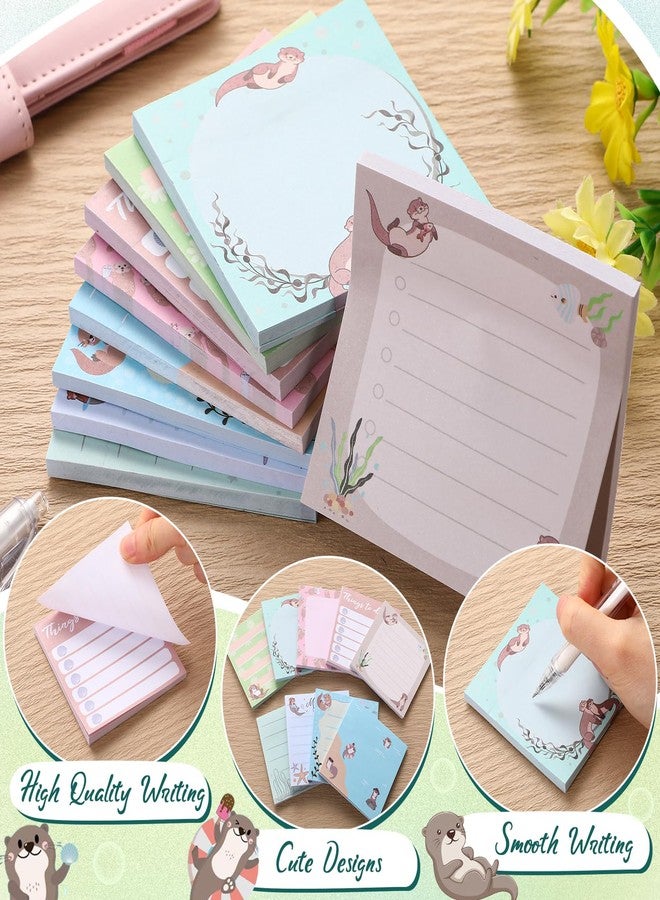 Saypacck 9 Pads Otter Sticky Notes 3x3 Inch Cute Self Stick Notepads Notes Adhesive Memo Pad Office Decor Gifts for Students School Teacher Meeting Office Supplies - Image 3