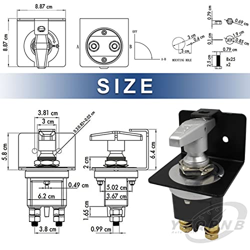 YZQPNB Battery Disconnect Switch with Lockout Plate Fits Negative Battery Doctor Replace 20247, 500A 12V-36V Master Battery Kill Switch Fixed Handle Isolator for Car Auto RV and Boat Waterproof - Image 2
