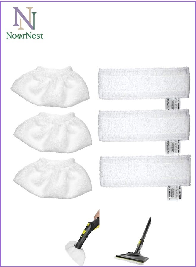 Neox 6 Pack Cloth Set Mopping Pads Replacement Compatible With Karchers SC2/ SC3/ SC4/ SC5 Microfiber Mopping Pads Cloth Accessories, White  - Image 1