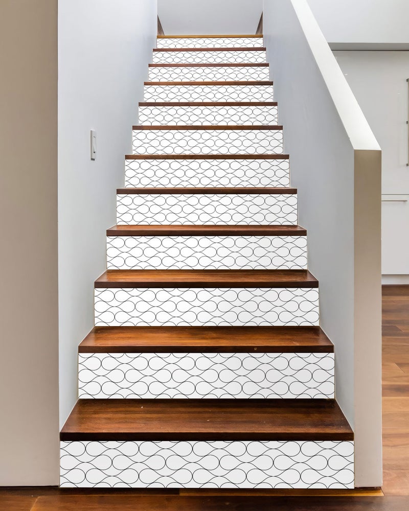 FLFK Modern Grid Stair Stickers - Set of 15, Peel and Stick Stair Riser Decals, 39.3"x7.08" - Image 4