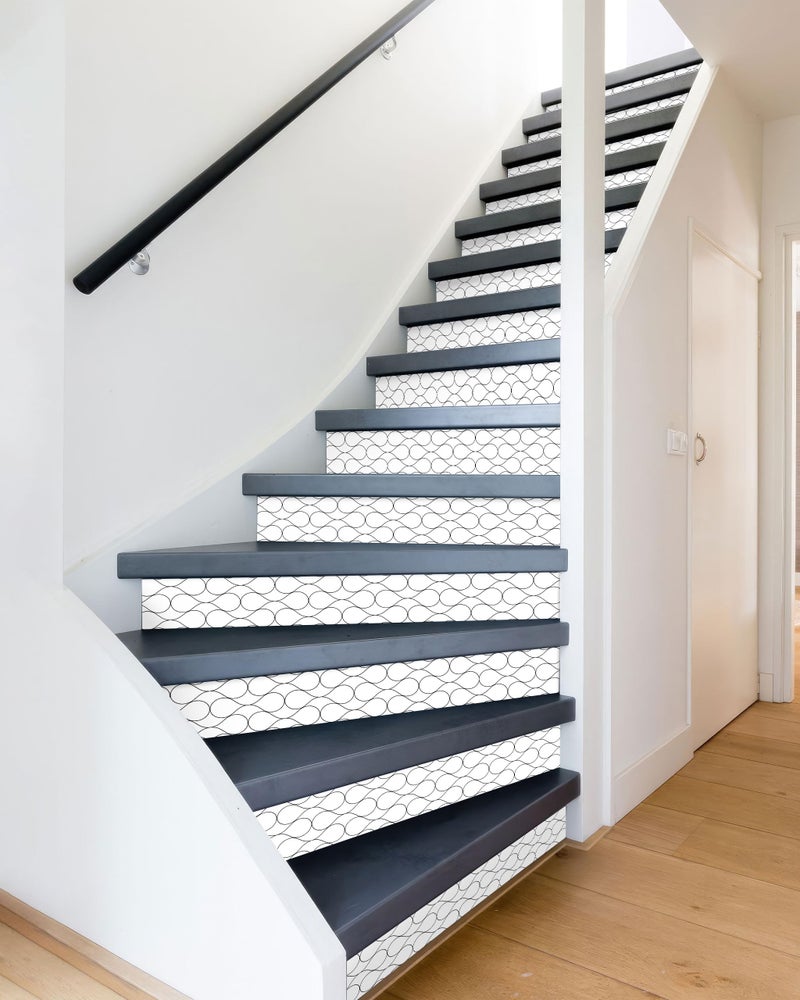 FLFK Modern Grid Stair Stickers - Set of 15, Peel and Stick Stair Riser Decals, 39.3"x7.08" - Image 3