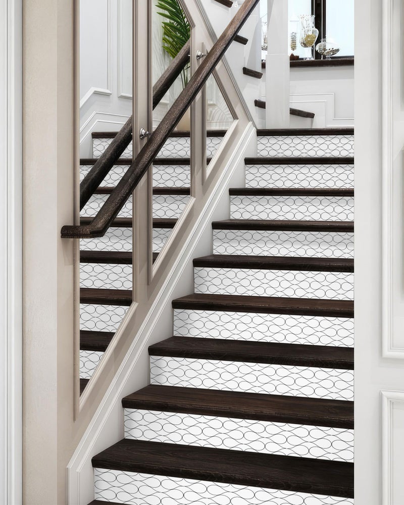 FLFK Modern Grid Stair Stickers - Set of 15, Peel and Stick Stair Riser Decals, 39.3"x7.08" - Image 5