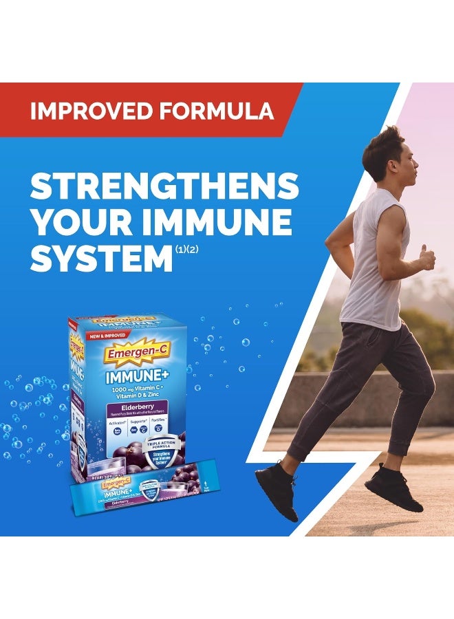 Emergen-C Immune+ Vitamin C 1000mg (18 Count, Elderberry) Dietary Supplement Fizzy Drink Mix Powder Packets - Image 3