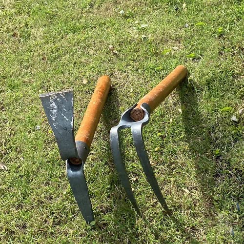 ChengHao 2PCS 19.6 Inches Garden Pick, 2 Prong Hand Hoe Tool Set Garden Tool with Wooden Handle, Transplanting Digging Planting Loose Soil Camping or Prospecting - Image 4