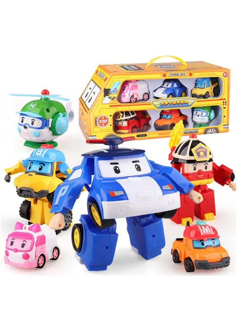 6PCS Action Figure Set Robocar Korea Robot Car Transforming Toys Fire Truck Manual Deformation Gift for Boys Kids Children - Image 1
